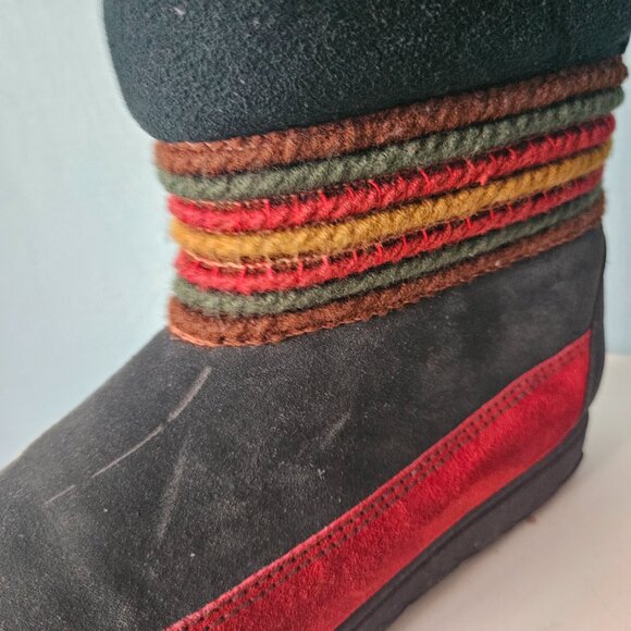 Vintage Cougar Leather Winter Snow Boots Shoe Canada Green mukluk Faux fur lined - Picture 11 of 11